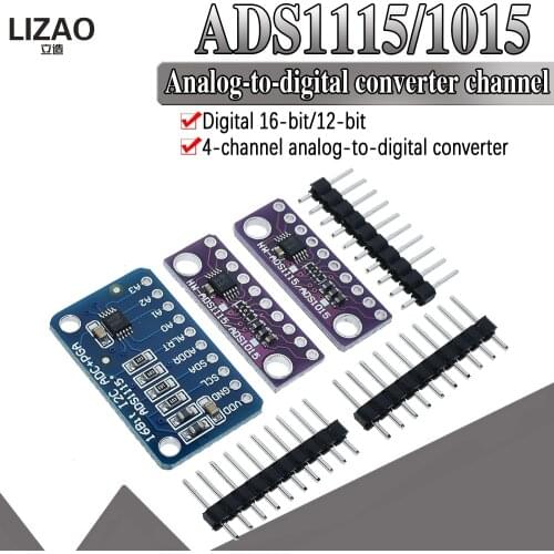16 Bit I2C ADS1115 ADS1015 Module ADC 4 channel with Pro Gain Amplifier 2.0V to 5.5V for Arduino RPi