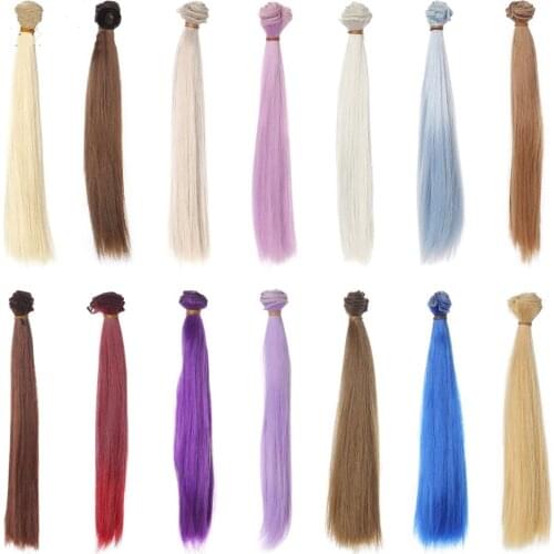 25cm purple brown khaki grey color straight doll wig for 1/3 1/4 BJD fabric gifts doll hair