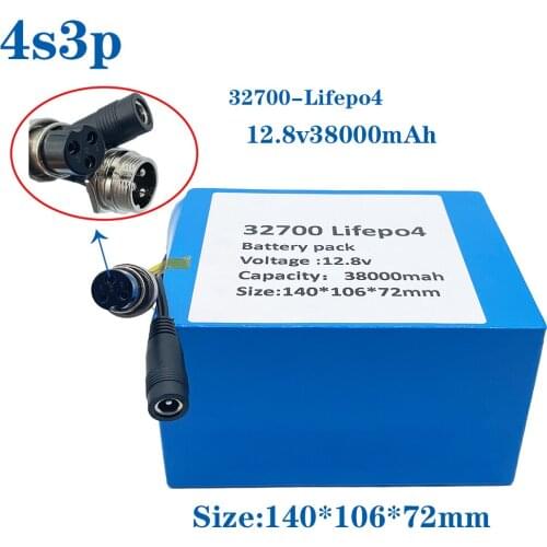2021 32700 Lifepo4 Battery Pack 4S3P 12.8V 38Ah 4S 40A 100A Balanced BMS for Electric Boat and Uninterrupted Power Supply 12V