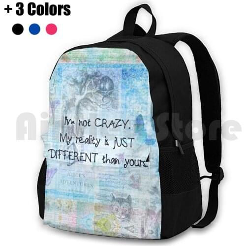 Alice In Whimsical Funny Quote With Vintage Illustrations Outdoor Hiking Backpack Riding Climbing Sports Bag Alice In Quotation