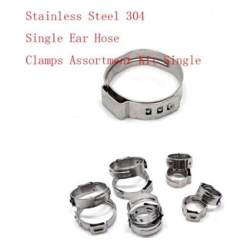 Free shipping Pipe Clamp High Quality 20 PCS Stainless Steel 304 Single Ear Hose Clamps Assortment Kit Single