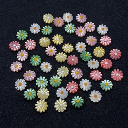 5 Pcs/pack of Natural Shell Small Daisy Loose Beads White Mother-of-pearl Oil Drop-shaped Pendant DIY Jewelry Making Accessories
