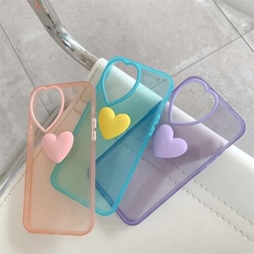 LUPWAY Candy Color 3D Love Heart Lens Case For iPhone 11 12 Pro Max 7 8 Plus X XS XR Clear Protective Soft Silicone Back Cover