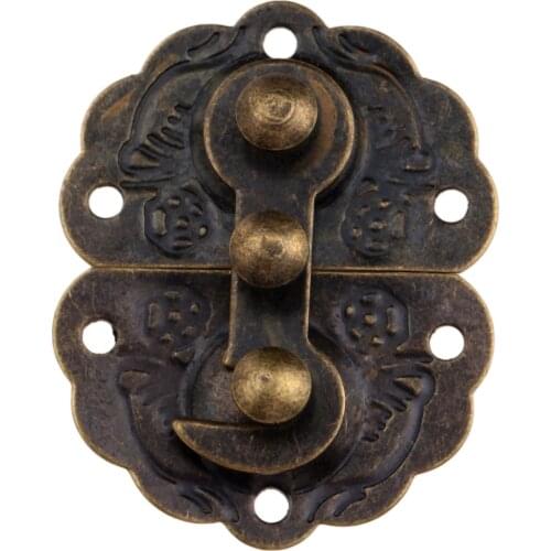 1Pc 44x34mm Vintage Wooden Case Hasp Jewelry Gift Box Decorative Hasp Latch Furniture Buckle Clasp Lock Box Toggle Latch Buckles