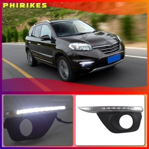 For Renault Koleos 2011 - 2014 Super Brightness Waterproof ABS Car DRL 12V LED Daytime Running Light With Fog Lamp Cover
