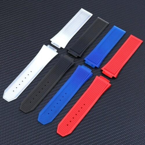 Brand Soft Rubber Silicone transparent black blue red Watchband 26*17mm 22mm for Hublot strap for Big Bang belt watch band Brace