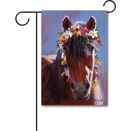 Custom Barnyard Friends Garden Flag 12x18inches 110D Knitted Polyester Filly Flowers Flag Double Sided Without Flagpole