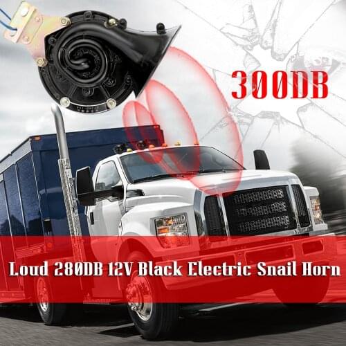 Loud 300DB 12V Black Electric Snail Horn ABS and Metal Material Air Horn Raging Sound For Car Motorcycle Truck Boat Accessories