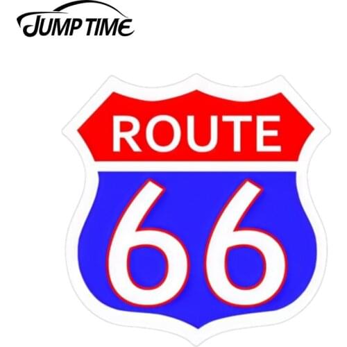 JumpTime 13cm x 12.5cm For ROUTE 66 RED AND BLUE Car Sticker Rear Windshield Decal Waterproof Car Accessories Window