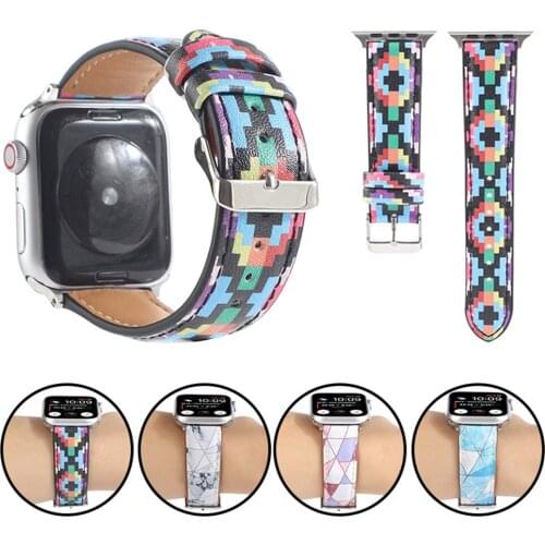 Marbling Leather Strap for Apple Watch 6 Band SE 5 40mm 44mm Clan style Bracelet Belt for iWatch Series 4 3 38mm 42mm Watchbands