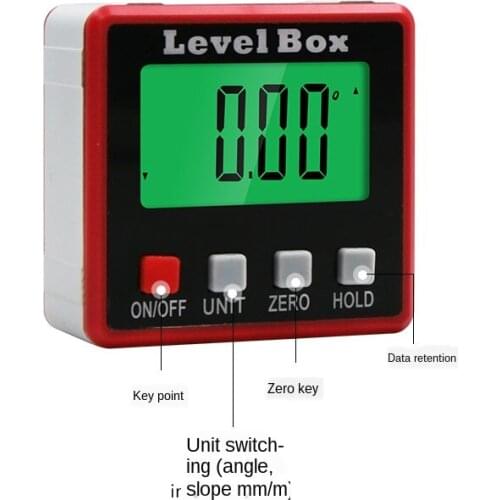 Red Precision digital protractor angle finder level box digital inclinometer angle measuring tool with magnetic base Portable