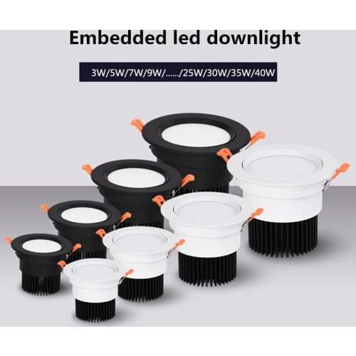 Circular Recessed LED Downlights 3W 7W 9W 12W 15W 40W COB LED Ceiling Spot Lights AC220-240V LED Ceiling Lamps Indoor Lighting