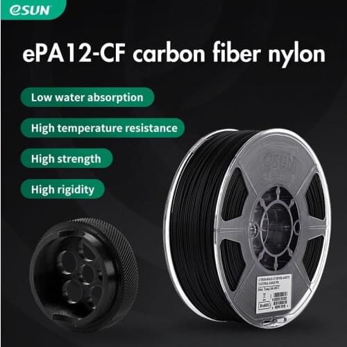 ESUN Nylon 12 carbon fiber ePA-12CF Filament 1.75mm 3D Printer Filament 1KG 2.2LBS 3D Printing Filament for 3D Printer