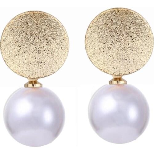 2019 New Vintage Drop Earrings Simple Round Sequin Ball Imitation Pearl Metal Party Jewelry For Women Girl Dangle Diy Brincos