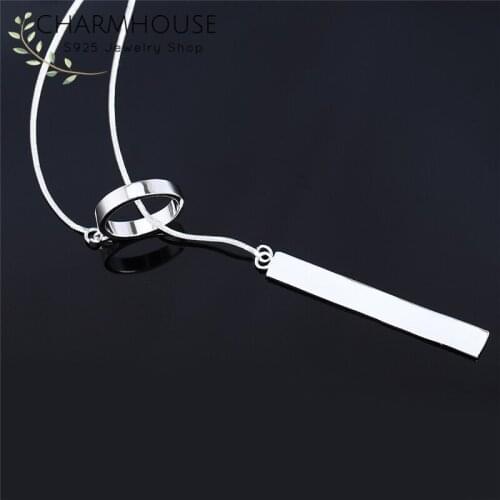 Silver 925 Necklaces For Women Strip Pendant & Necklace Choker Collier Femme Wedding Bridal Jewelry Accessories Bijoux Gifts