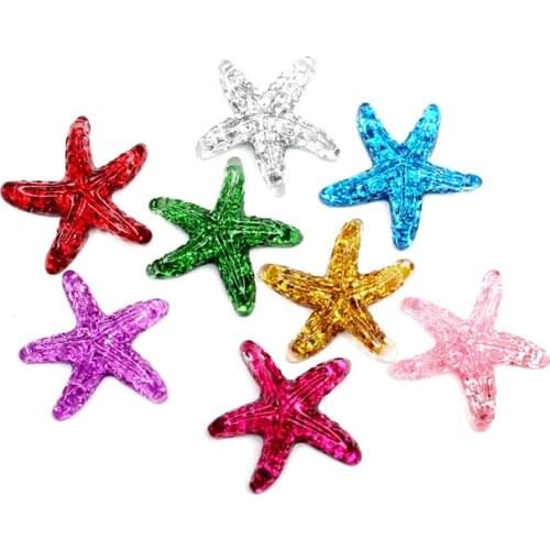 30pcs Mixed Transparent Starfish Resin Crafts Christmas Decoration Flatback Cabochon Embellishment For Scrapbook DIY Accessoris