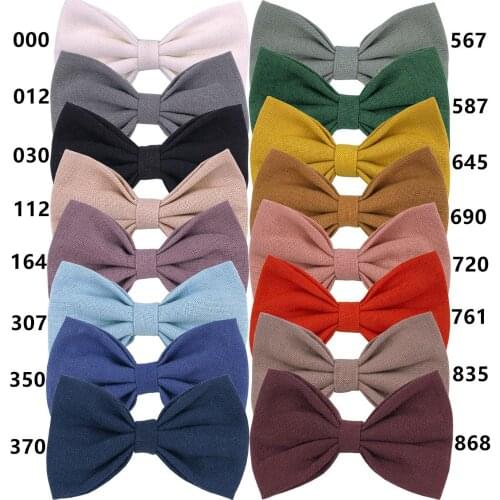 16 pcs/lot , 3" Cotton Linen Fabric Bow Clips or Nylon headbands, Baby toddlers Boutique bow hair accessories