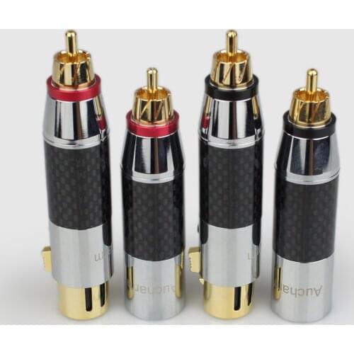 Carbon Fiber Brass Gilded Audio Adaptor XLR 3Pin 3 pin Male/Female to RCA Male Audio Adapter Connector Converter HIFI Supported