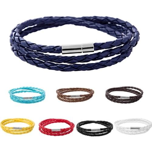Kirykle Simple Leather Bracelet Multiple Colored Braided Wristbands Multilayer High Quality PU Leather Bracelet For Women Gift