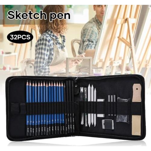 Drawing Pencils Art Supplies 32 Sketching Art Set in a Storage Bag Portable Gift for Students Artists J2Y