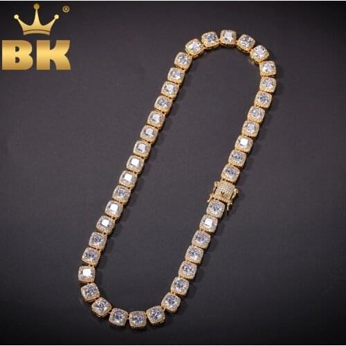 THE BLING KING 10mm Luxury Square Gem Necklace Full Iced Out Cubic Zirconia Bling Bling Chains Fashion Jewelry Necklaces