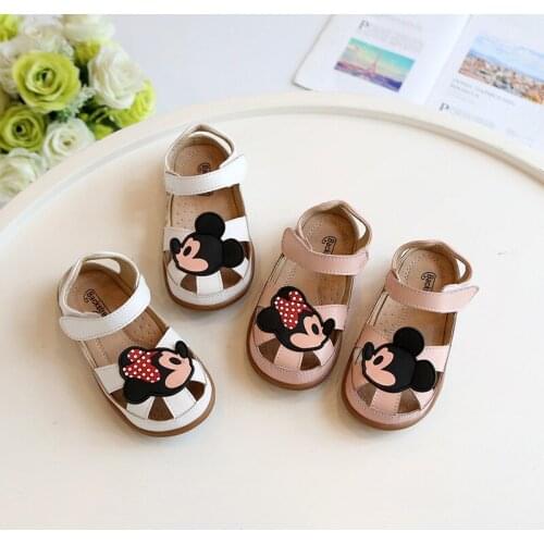 Disney childrens cartoon Mickey Mouse non-slip soft bottom princess sandals beach shoes baby sandals leather shoes