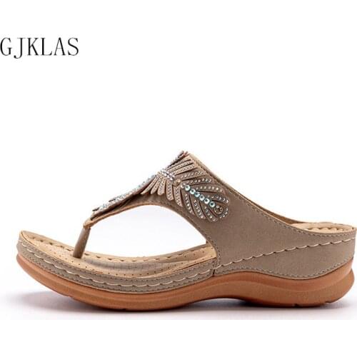 Crystal Wedge Slides Women Flip Flops Casual Beach Shoes Women Summer Slippers Fashion Women Shoes Kitten Heel Sandals Comfy