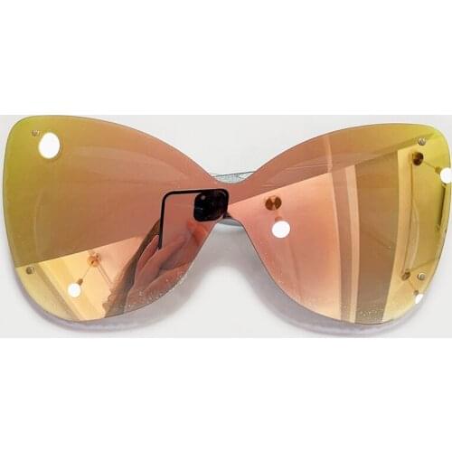 Big Frame Cat Eye Sunglasses Women Men With Brand Mirror One Piece Sun Glasses UV400 Female Male