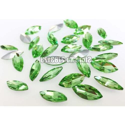 Horse eye shape Glass Crystal light green pointback loose rhinestones,3x6mm 4x8mm 5x10mm 6x12mm 7x15mm 9x18mm 13x27mm 17x32mm