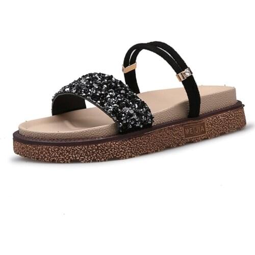 Thick Bottom Two Wearing Sandals Female 2019 Summer New Chic Wild Student Muffin Retro Matching Skirt Sandals And Slippers