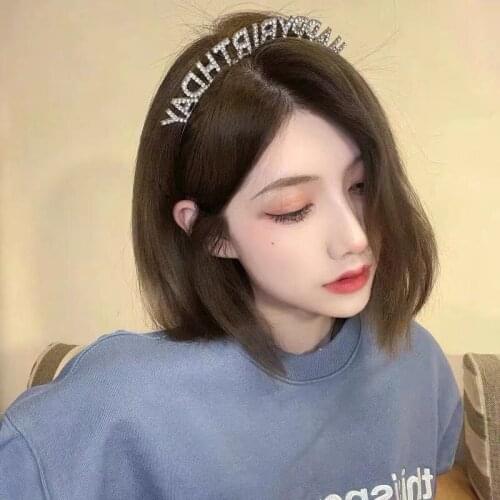 Girls birthday party decoration Rhinestone glittering happy birthday letterhead lead with happy birthday party girl headdress