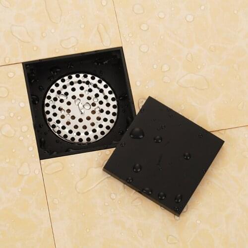 Vidric 4"Oil Bubbed Bronze Black Brass Tile Insert Square Anti-odor Floor Drain Waste Grates Bathroom invisible Shower Drain