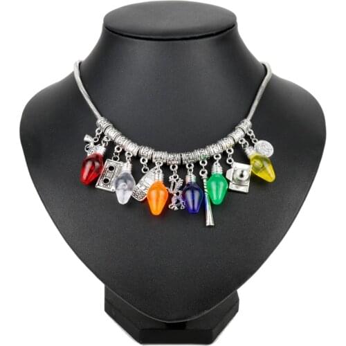Dongsheng Movie Jewelry Stranger Thing Choker Necklace With Snake Chain Tape Phone Camera Lights Bulb Charm Pendant Necklace -30