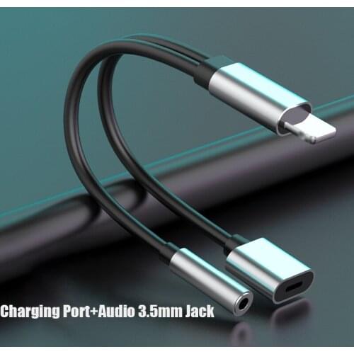 2in1 Charging Listening Adapter For Iphone X XR XS MAX 8Pin to 3.5mm Charger Cable Mobile Phone Aux Dual Jack Splitter AUX Cable