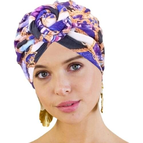 Cotton Turban African Pattern Flower Turban for Women Knot Head wrap Bandana Hats Chemo Cap Indian arab wrap women head scarf
