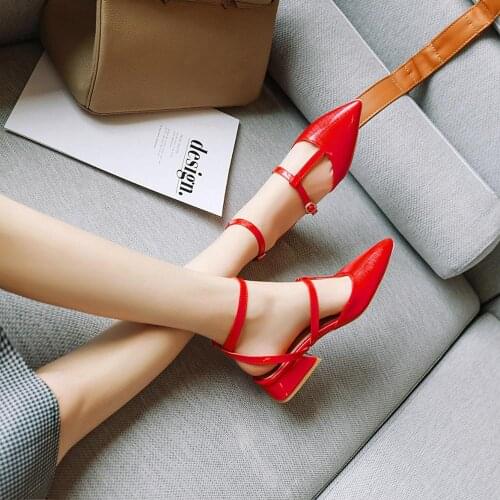 2020 new High heels Sandals Women Pumps Women Shoes Pointed toe Shoes 4CM Low Heels Female Wedding Party Shoes sandalia feminina