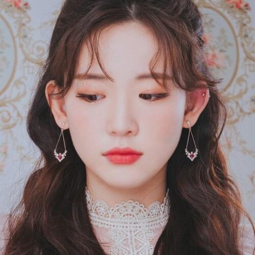 Korean Style Hollow Triangle Shiny Rhinestone Flower Wing Pendant Earrings for Women Elegant New Dangle Pendientes Mujer 5A1022