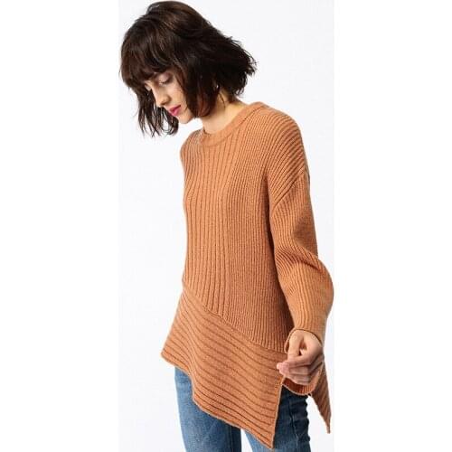 2019 Real Jumper Feminino Beautiful Code Sweater Woman Easy Rendering Fund Knitting Unlined Upper Garment Irregular