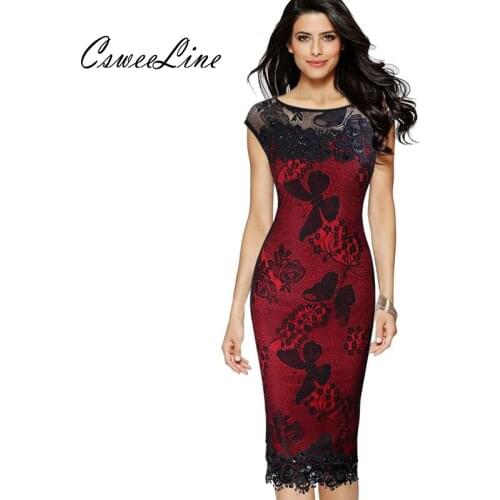 Celebrity Vintage Floral Hollow Out Lace Dress Women Sleeveless Round Neck Pencil Dress Party Evening Elegant Dresses Plus Size