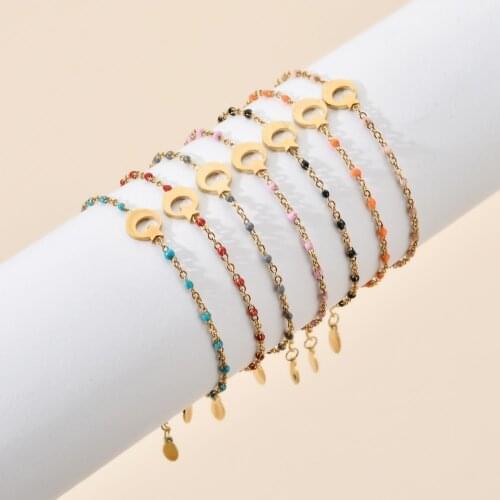 ZMZY Boho New Stainless Steel Chain Gold Plated Girlfriend Bracelets Moon Star Romantic Bracelet Women Female Birthday Gift