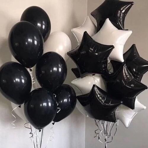1set 18inch Star Foil Balloons Mix Pearl Black Gold Latex Ball Adult Birthday Party Baby Shower Decors Wedding Marriage Supplies