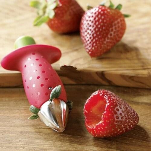 1Pcs Strawberry Huller Fruit Leaf Remover Kitchen Accessories Metal Tomato Stalks Plastic Stem Remover Gadget Kitchen Tools