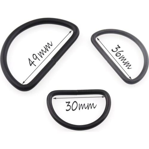 10pcs D rings Black 30mm 36mm 49mm Metal Buckle Webbing Backpack Bag Parts LeatherCraft Strap Pet Collar Sewing Accessories DIY