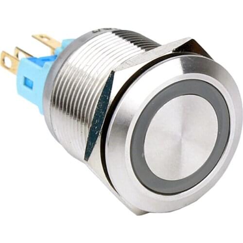 10PC Colorful Useful Durable 5V 12V 24V 220V 22mm LED Power Push Button Switch Momentary/Latching Waterproof Metal Self-Locking