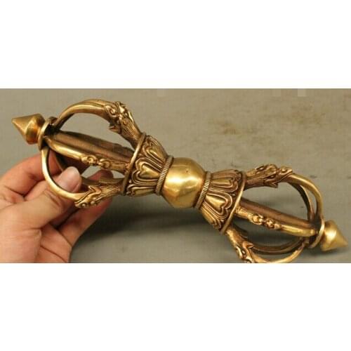 10 Tibet Tibetan Brass Copper Buddhism Dragon Head Statue Protect Vajra Talisman statues garden decoration