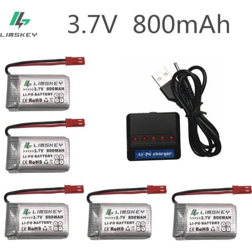 5pcs RC Drone Lipo Battery JST 902540 3.7V 800mAh Lipo 1S Battery With USB Charger Set For MJX x400 X300C X800 Quadcopter Parts