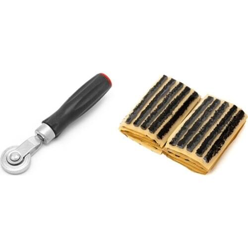 50Pc Car Truck Bike Tire Tubeless Puncture Seal Repair Strip Plug Tyre Kit & 1x Handle Car Truck Tyre Tire Patch Stitch