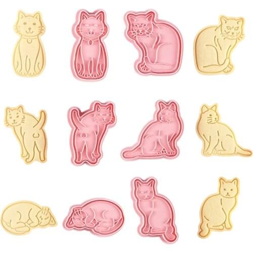 6Pcs/set 3D Cat Dog Bakeware Cookie Mold Biscuit Mold DIY Cartoon Press Baking Mold Birthday Christmas Cookie Tools Gift