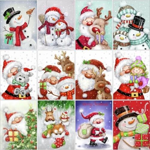AZQSD 5D Diamond Embroidery Snowman Mosaic Rhinestones Handmade Diamond Painting Christmas Cartoon Cross Stitch Home Decor Gift