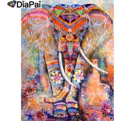 DIAPAI Diamond Painting 5D DIY 100% Full Square/Round Drill "Colorful elephant" Diamond Embroidery Cross Stitch 3D Decor A12503